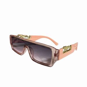 Vintage Leopard Accent Retro Square Sunglasses Unisex Gradient Lens